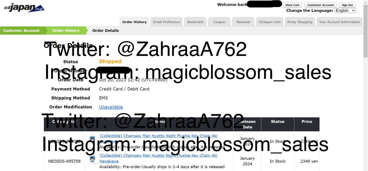 The Chainsaw Man Hugtto Night Plushie Key Chains have been shipped and should arrive to me in 1-2 weeks. #ZahraaA762updates