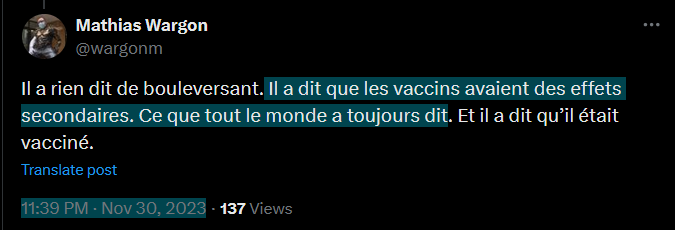 vaccinologie's tweet image. .@wargonm, chef de service dans un CHU, recherche un consentement libre et éclairé 👀

Juillet 2021 :
- "c'est quoi les inconvénients de Pfizer ?"
- @wargonm : "bah, y'en a pas"  

 2023 :
@wargonm : "tout le monde a toujours dit qu'il y a des effets indésirables"