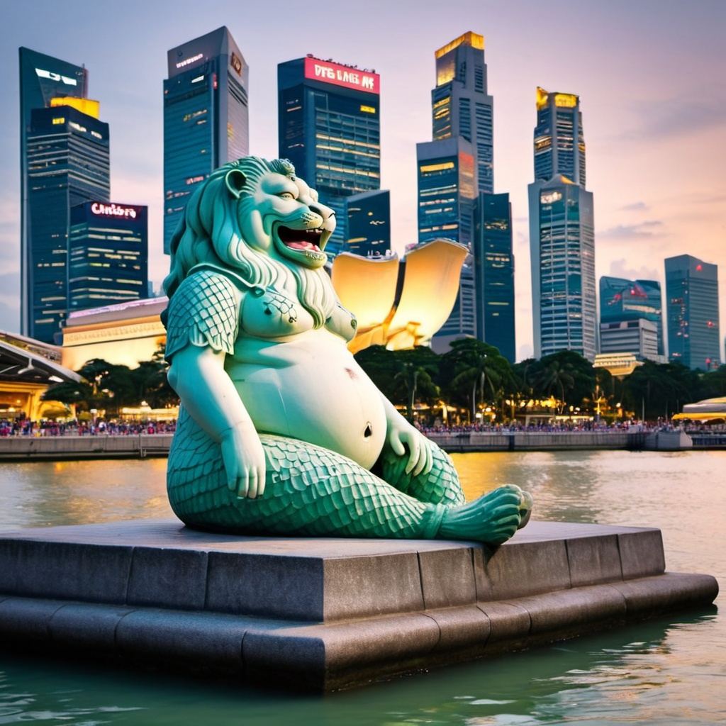 Used an AI image generator, asked it to create a 'fat and funny #Merlion' and this is what happened 😀

#Singapore