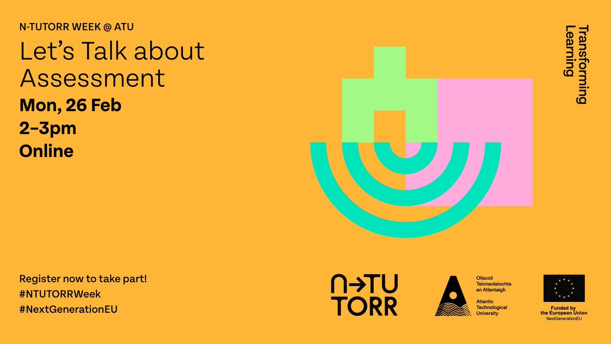 Emma_McDonald20's tweet image. Great level of interest so far for the Let&apos;s Talk about Assessment workshop with @DrKevCunningham and myself for #NTUTORRweek #NextGenerationEU. Still time to register before the session at 2pm on Monday 26th.