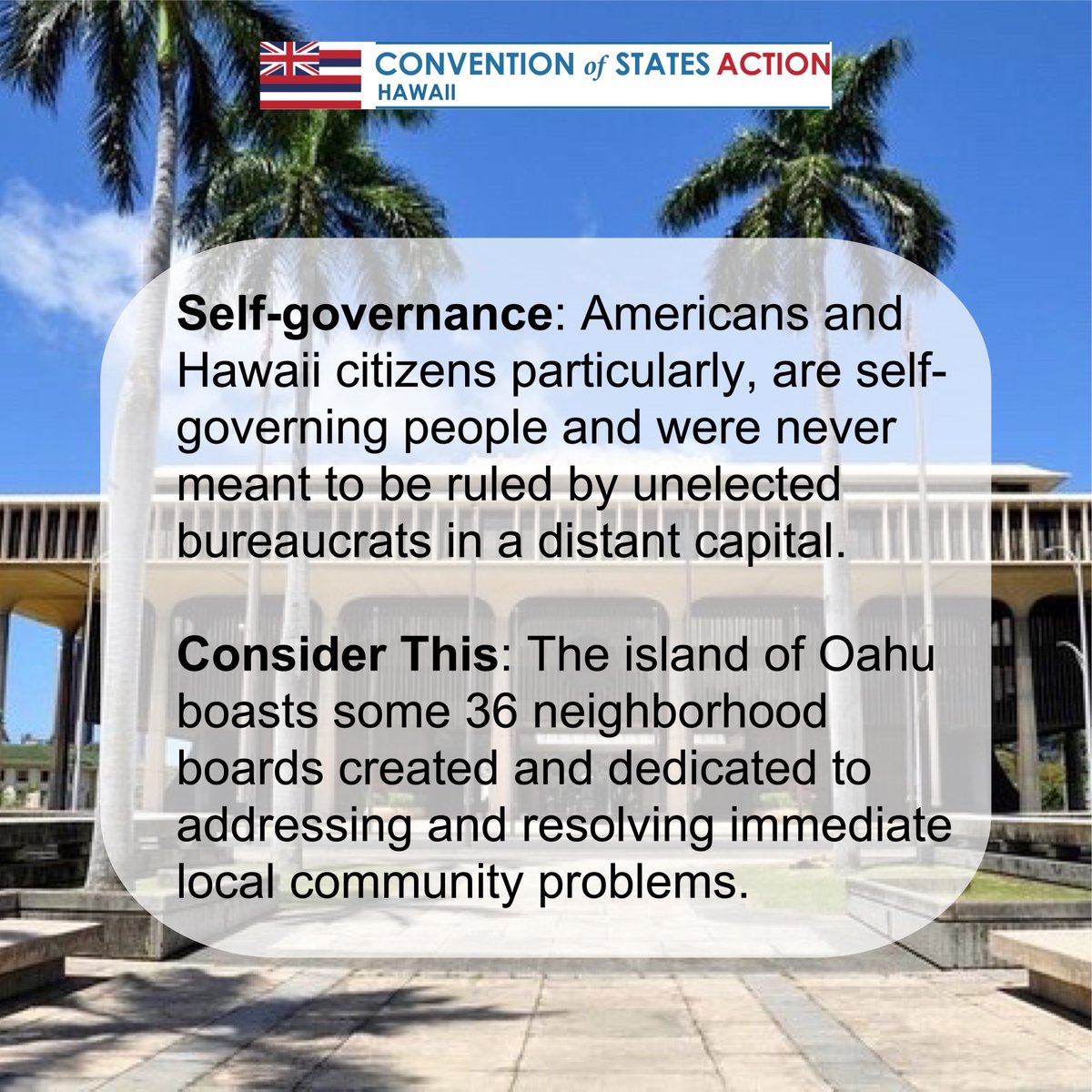 brettkulbis's tweet photo. Top 10 Reasons Hawaii Should Pass Our Convention of States Resolution - Number 9.
@COSProject @COSAction @Self_Governance @MarkMeckler #COSProject #COSAction #COSHI #ArticleV #TermLimits #FiscalResponsibility #LimitedGovernment #SelfGovernance