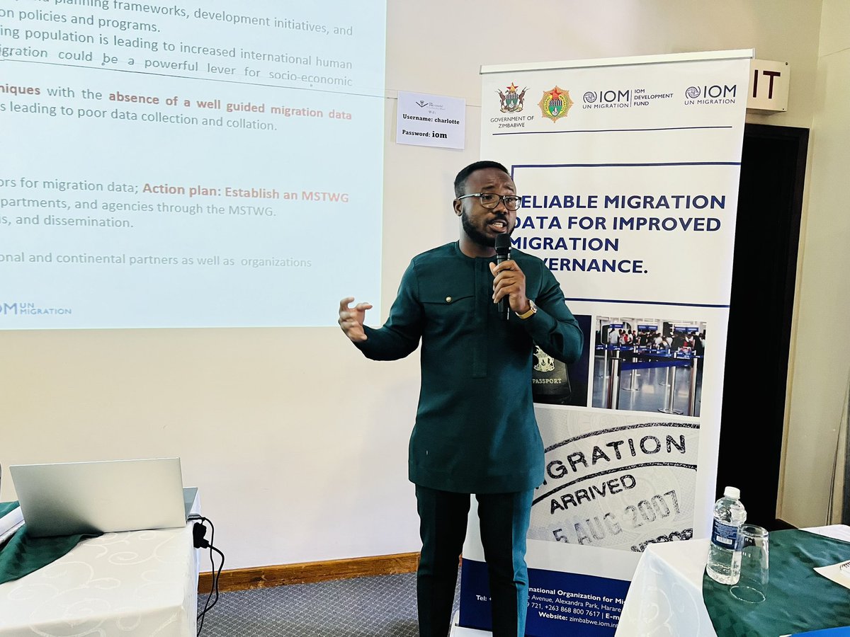 IOM🇿🇼 Migration Governance project coordinator <a href="/EAQuarshie/">Emmanuel Quarshie, PhD</a> presents the #MigrationData project outline and emphasises that importance of using data to improve migration governance <a href="/UNmigration/">IOM - UN Migration 🇺🇳</a> <a href="/ImmigrationZim/">Department of Immigration Zimbabwe</a>