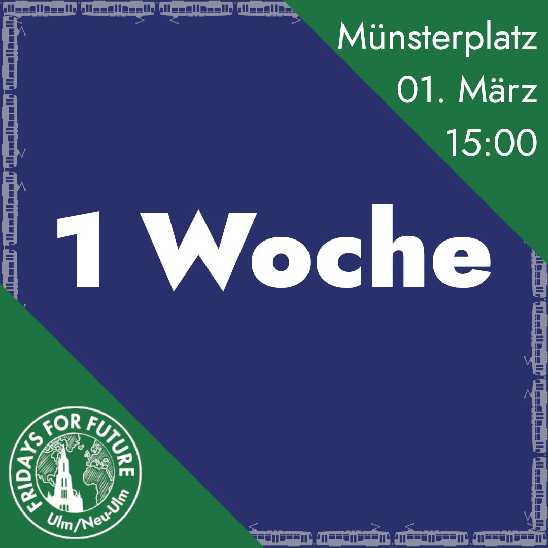 🔥Nur noch eine Woche.🔥

🚌Klimaschutz geht nicht ohne ÖPNV Infrastruktur🚋

📅 01. März

🕒 15 Uhr 

📍 Münsterplatz

#wirfahrenzusammen
#fridaysforfuture #klimastreik #climatestrike #klimakrise #climatecrisis #klima #climate #klimagerechtigkeit #climatejustice #actnow #fff