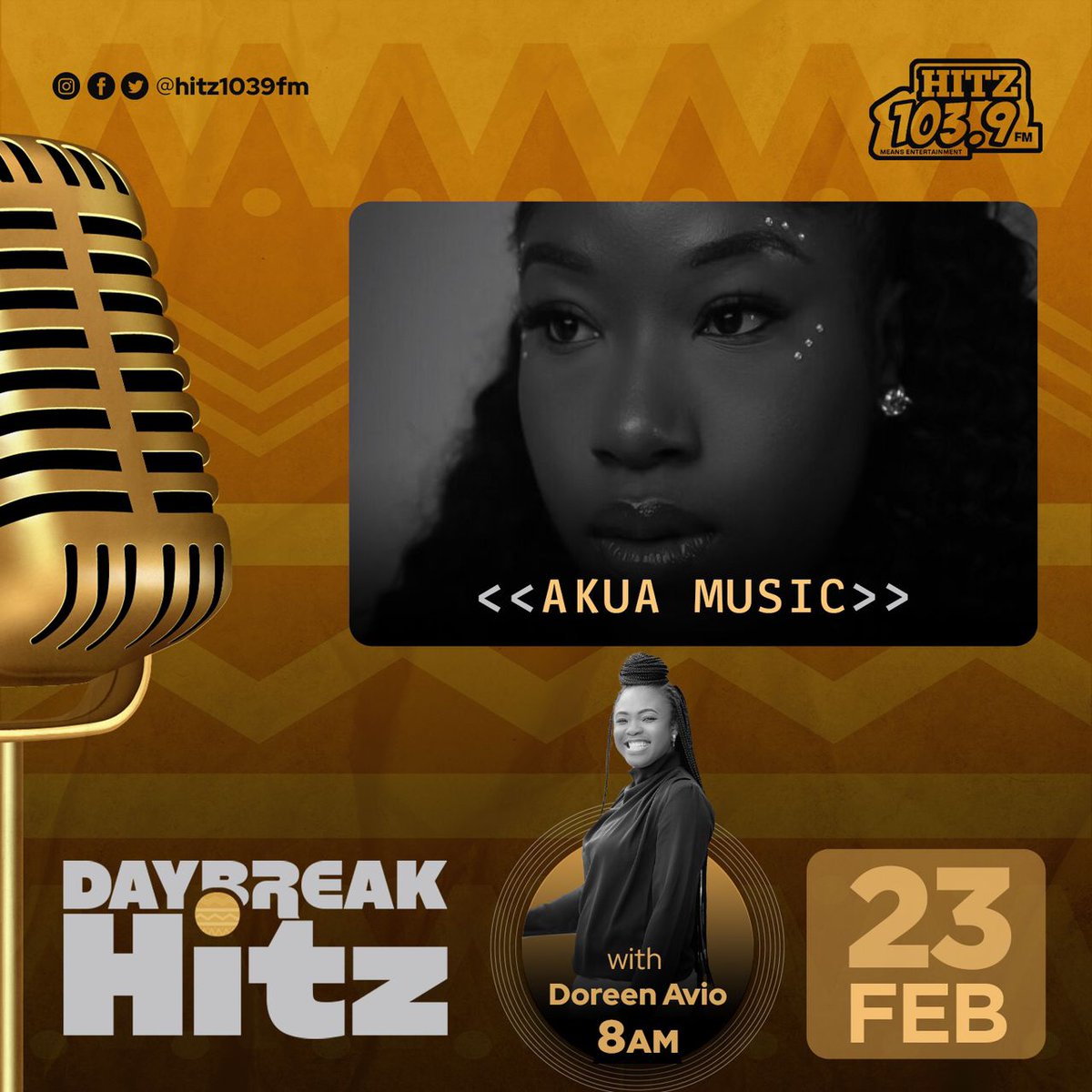 We will be having a conversation with Akua Music shortly on #DaybreakHitz with @DoreenAvio.