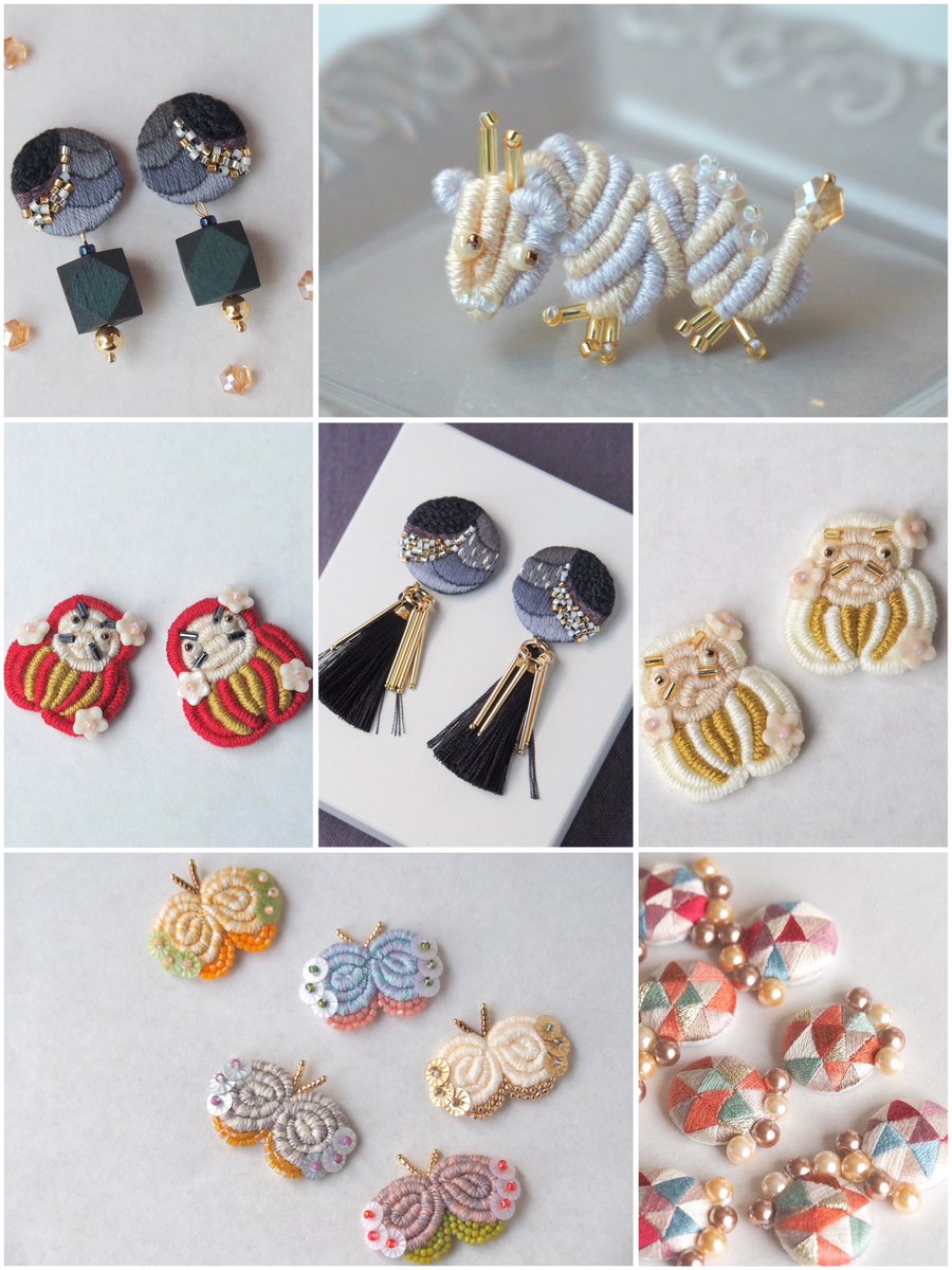 EmbroideryYuki's tweet photo. 今夜(2/23金)21時からminneで販売します🌷
前回のonline販売から3ヶ月以上経つのでドキドキしていますが、新作もありますのでご覧いただけると嬉しいです🫶

今回は完成品のみの数量限定販売です🙌

https://t.co/X6Yy7eOFs8

#ハンドメイド　#刺繍アクセサリー https://t.co/jsGD6ALxJK