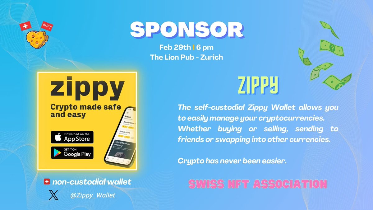 Swiss NFT Association π¨π (@swissnftassoc) on Twitter photo GM π
Ready to win CHF 50 in #ETH? πΈ
β‘οΈJoin our pub quiz in Zurich on Feb 29th!
π Thank you to the founders of <a href="/Zippy_Wallet/">Zippy Wallet π¨π</a>, <a href="/gianbrun/">Gian Brun</a> & <a href="/ChrisGreter/">Chris Greter βΏ</a> for throwing in some crypto prizes!
ποΈLimited spots, sign up for free here:
lu.ma/avwpoegb GM π
Ready to win CHF 50 in #ETH? πΈ
β‘οΈJoin our pub quiz in Zurich on Feb 29th!
π Thank you to the founders of <a href="/Zippy_Wallet/">Zippy Wallet π¨π</a>, <a href="/gianbrun/">Gian Brun</a> & <a href="/ChrisGreter/">Chris Greter βΏ</a> for throwing in some crypto prizes!
ποΈLimited spots, sign up for free here:
lu.ma/avwpoegb