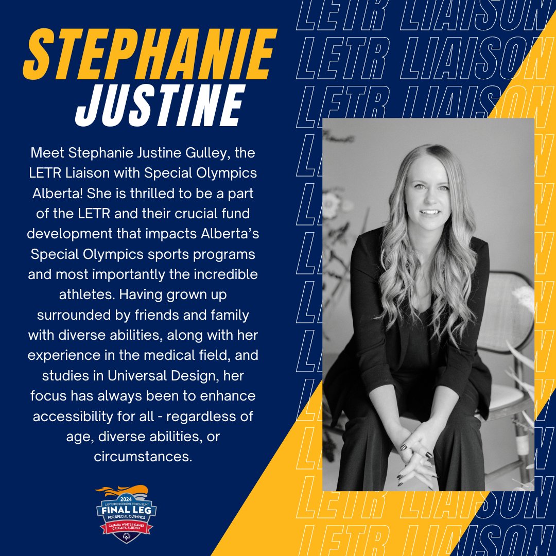 Meet Stephanie Justine Gulley, the LETR Liaison with Special Olympics Alberta! She is thrilled to be a part of the LETR and their crucial fund development that impacts Alberta’s Special Olympics sports programs and most importantly the incredible athletes. 🏅#socwgcalgary2024