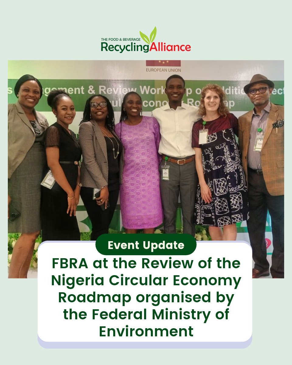 FBRA was actively represented at the review of the Nigeria Circular Economy Roadmap organised by the Federal Ministry of Environment, the EU and the Kingdom of Netherlands in Lagos. #FBRA #EPR #FBRAlliance #SustainableSolutions #CircularEconomy #EU #CEIP