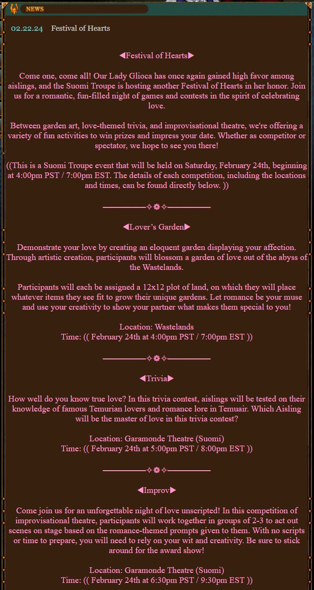 DarkAgesMMORPG's tweet photo. "Festival Of Hearts" hosted by Suomi Troupe 💘♥️🫶

https://t.co/X5cQFYt5BM

#MMORPG #mmo #darkages #gamedev #gamercommunity #updates #rpg #devlife #indiedev #pixelgame #retrogame #events https://t.co/BAmmLEgA8g