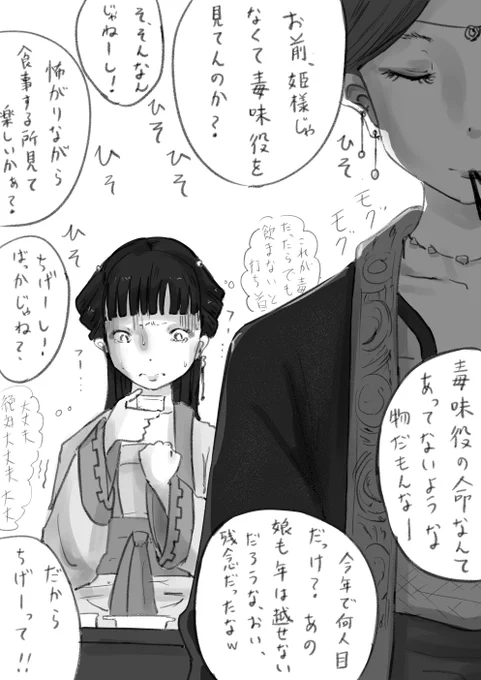 軽い命の毒味役ちゃんかわいいねというイラスト(1/2) 