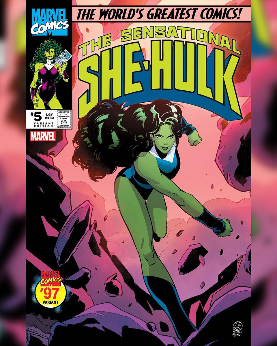 MatteoLolli's tweet photo. This is the #variantcover I drew for SENSATIONAL SHE-HULK #5 -- #shehulk #marvel97 #matteololli #Marvel #marvelcomics #comicbookart #variant #comics #comicbookcovers https://t.co/xS5FGyGSzr