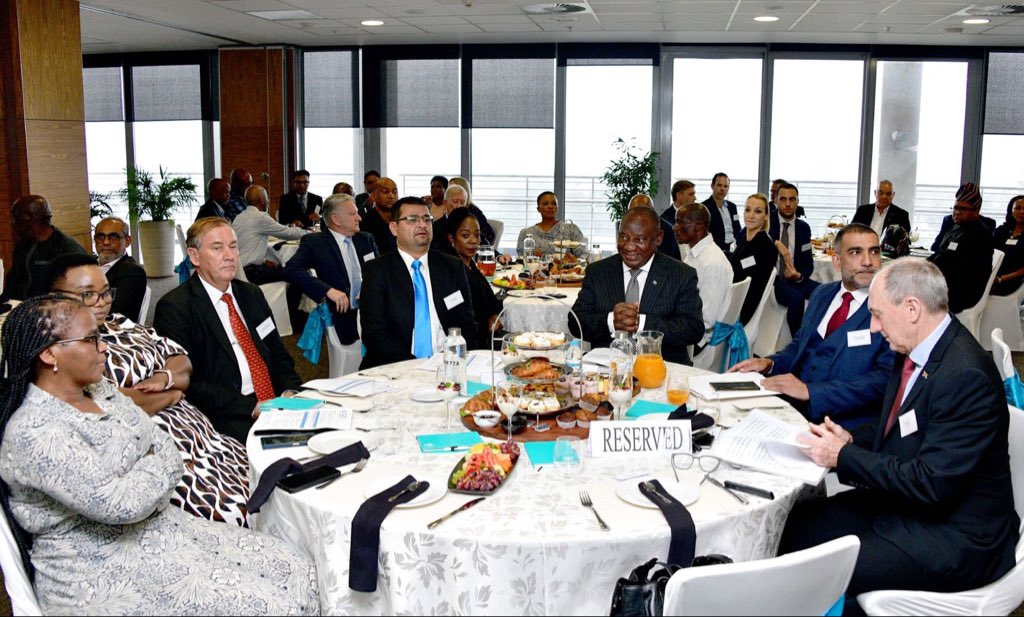 PresidencyZA's tweet photo. [PICS]: President @CyrilRamaphosa at a breakfast engagement with the Durban Chamber of Commerce &amp; Industry NPC and the KZN Growth Coalition. 

#LeaveNoOneBehind 🇿🇦 https://t.co/IVlQiwp39h