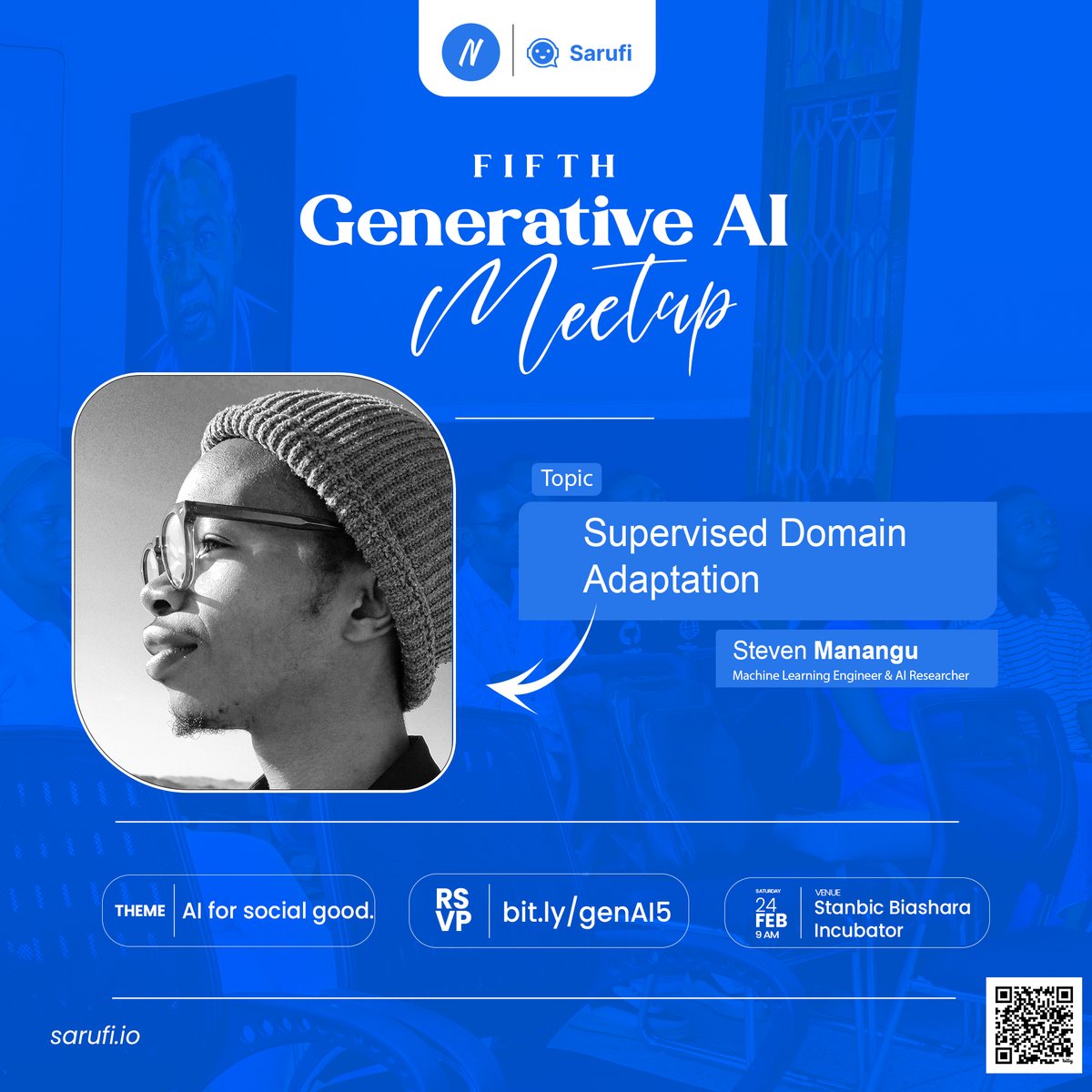 itsroseth's tweet photo. Introducing our speakers for 5th GenAI Meet-up
Get ready to be wowed! Steven Manangu , a Machine Learning Engineer at PYRSOS AI, unveils a groundbreaking research breakthrough!
His work on audio embeddings promises to impact various fields, like training LLMs
#GenAIMeetup #AITZ https://t.co/86clcYvylA