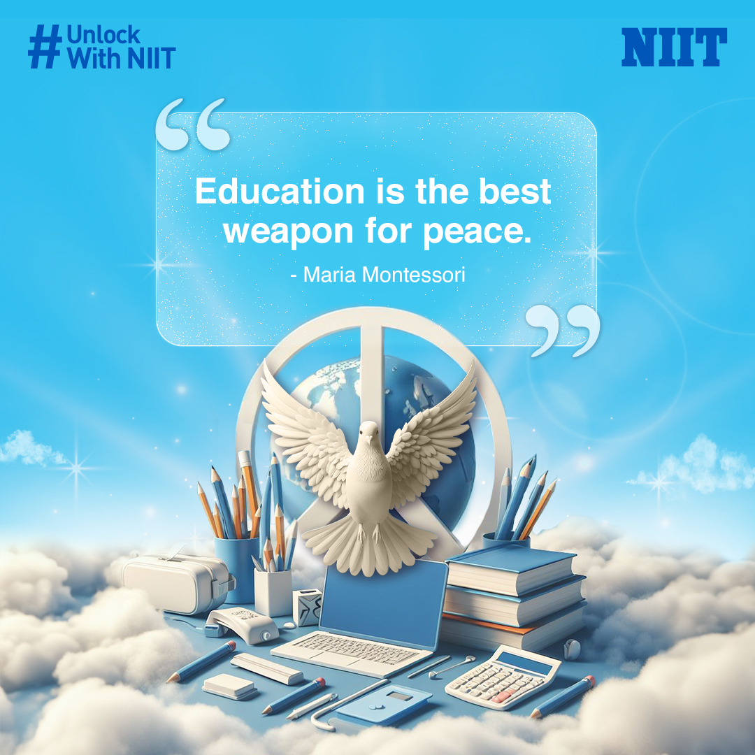 Let’s invest in knowledge for a peaceful world and empowered minds. #WorldPeaceAndUnderstandingDay

#UnlockWithNIIT #NIIT #Education #Peace #MariaMontessori #Empowered #PeaceAndUnderstandingDay #Knowledge