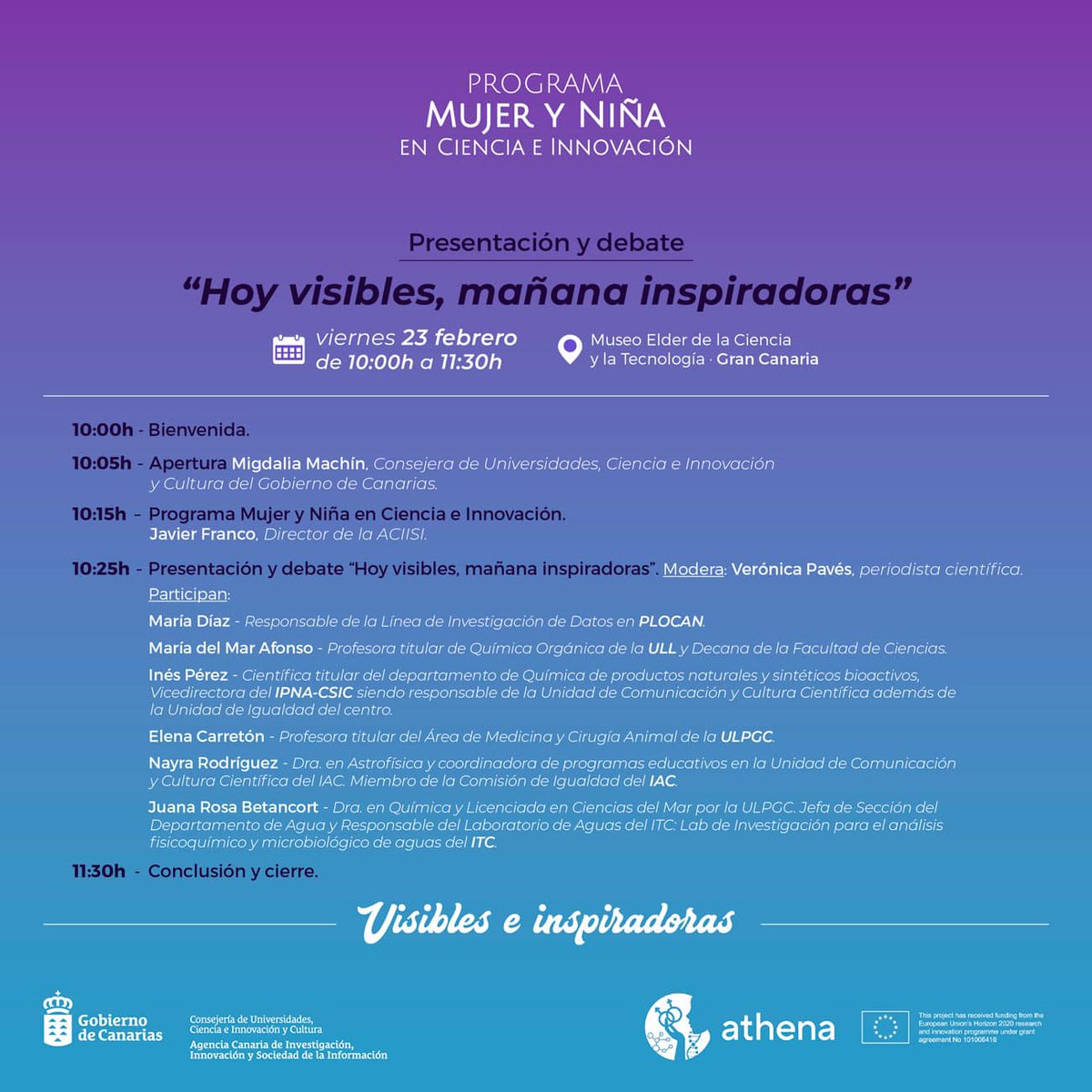 👩‍🔬Nuestra compañera Juana Betancort, experta en el estudio de la calidad medioambiental de las masas de agua, participa este viernes en el encuentro 'Hoy visibles, mañana inspiradoras’ de <a href="/agenciaiisi/">ACIISI</a> #CUCIGobCan

🔴youtube.com/watch?v=zat6RE…
#Visibleseinspiradoras
#MujeresenCiencia
