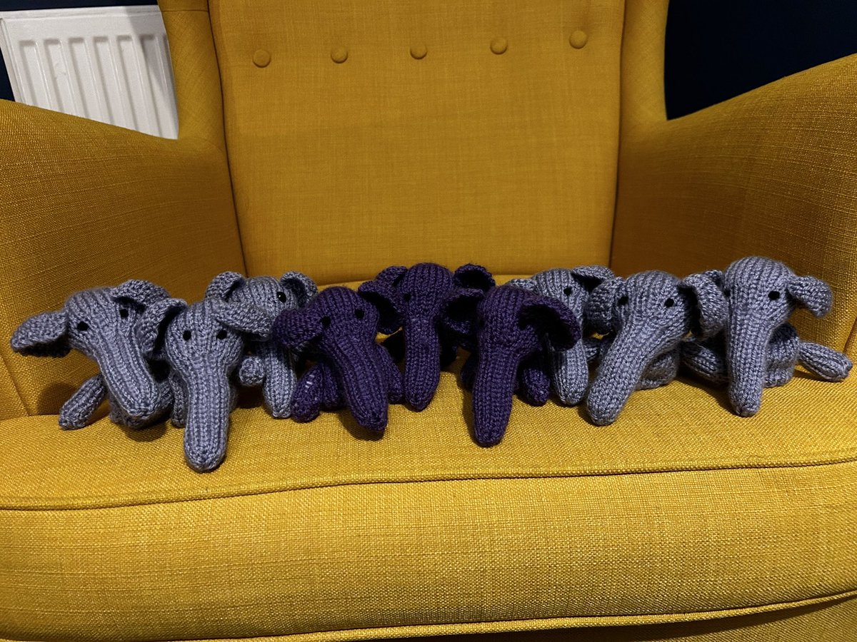 🐘🐘🐘🐘 Unfortunately the house move did slow down my knitting quite substantially but they’re finished! 9 #EasterElephants off to @chumscharity