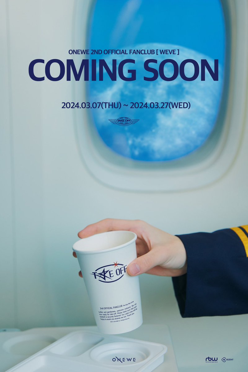 [#ONEWE]

🛩 ONEWE 2ND OFFICIAL 
FANCLUB [WEVE] 🛩

🔭 TAKE OFF 🔭

📍 가입 기간
✔ 240307 (THU) 
~ 240327 (WED)

🌕 COMING SOON 🌕

#원위 #위브 #WEVE 
#TAKE_OFF