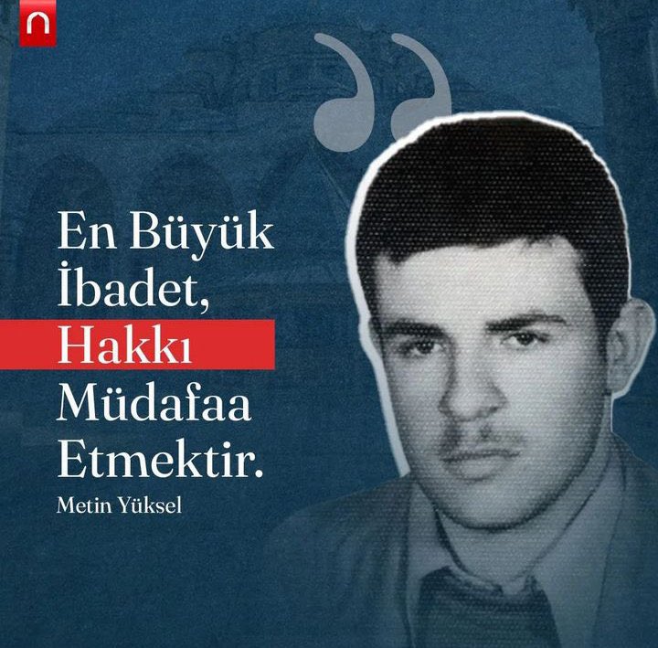 'Şehadet bir çağrıdır, tüm nesillere çağlara!' Şehadetinin 45. yıl dönümünde Metin Yüksel Abimizi rahmetle anıyoruz.

#ŞehitMetinYüksel