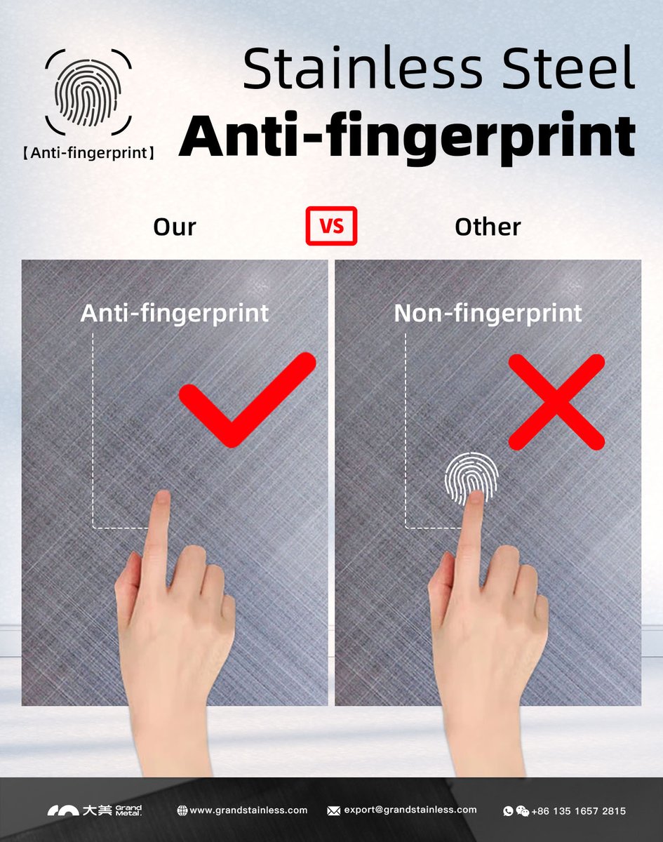 grand_metal's tweet image. Cross hairline stainless steel with anti-fingerprint features
#StainlessSteel
#AntiFingerprint
#StainlessSteelMaterial
#FingerprintResistantCoating
#WearResistantStainlessSteel
#FingerprintRepellentCoating