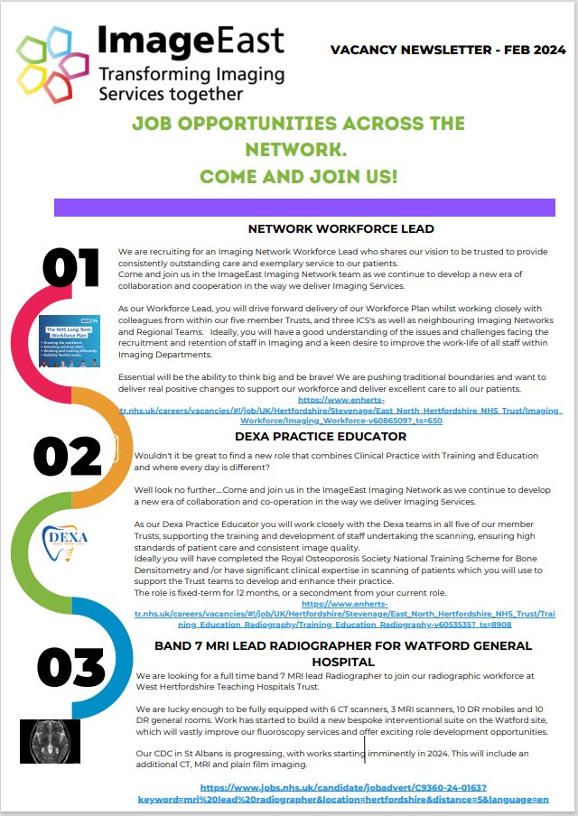 ImageEast (@east2imaging) on Twitter photo ImageEast's Vacancy newsletter - some great roles!   
👉#Workforce - enherts-tr.nhs.uk/careers/vacanc…
👉#Dexa - enherts-tr.nhs.uk/careers/vacanc…
👉#MRI Lead #Radiographer - jobs.nhs.uk/candidate/joba… ImageEast's Vacancy newsletter - some great roles!   
👉#Workforce - enherts-tr.nhs.uk/careers/vacanc…
👉#Dexa - enherts-tr.nhs.uk/careers/vacanc…
👉#MRI Lead #Radiographer - jobs.nhs.uk/candidate/joba…