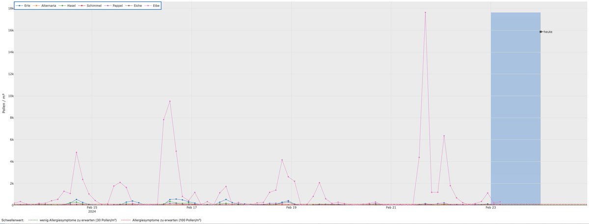 📢💡Der Frühling naht, und schon leichte Temperatursteigerungen genügen, um die #Pollensaison zu starten. 💐 In München sind Eibenpollen besonders stark vertreten, die Menge reicht bereits für #Allergiesymptome. Zeit, sich mit Allergiepräparaten einzudecken! ⚠️ 💊