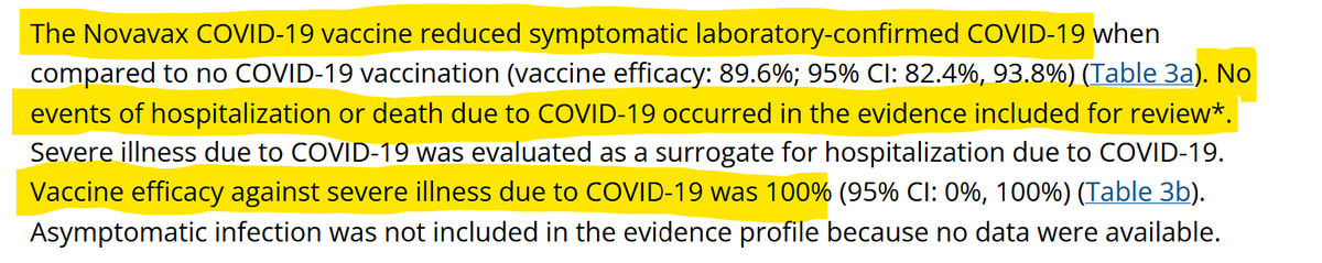 DonEford's tweet photo. Oh, what's am I doing? Nothing really.

Just working on my Novavax article and found a citation from 2022 showing it was introduced with 100% efficacy.

100%.

That's a CDC document and I have a few questions.
https://t.co/Z2U4socItX https://t.co/Tqmjqypcqs