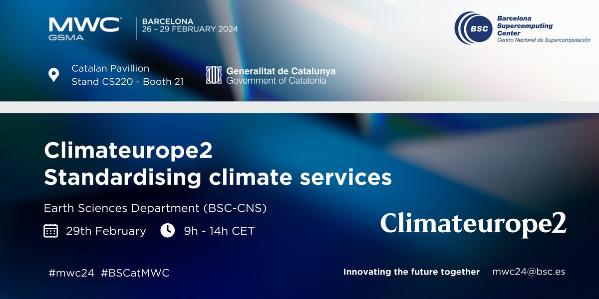 🌍 Exciting News! Join us at @climateurope2 on February 29th, from 9:00 AM to 2:00 PM, at the @MWCHub in #Barcelona! One of our partners will be presenting the #Climateurope2 platform. Don't miss out: lnkd.in/f3qtNdE