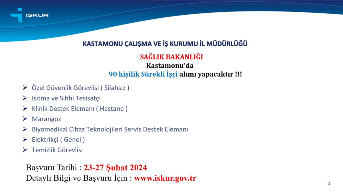 IskurKastamonu's tweet photo. 📣📣📣 Önemli Duyuru 📣📣📣 https://t.co/cfAPx4TAV0