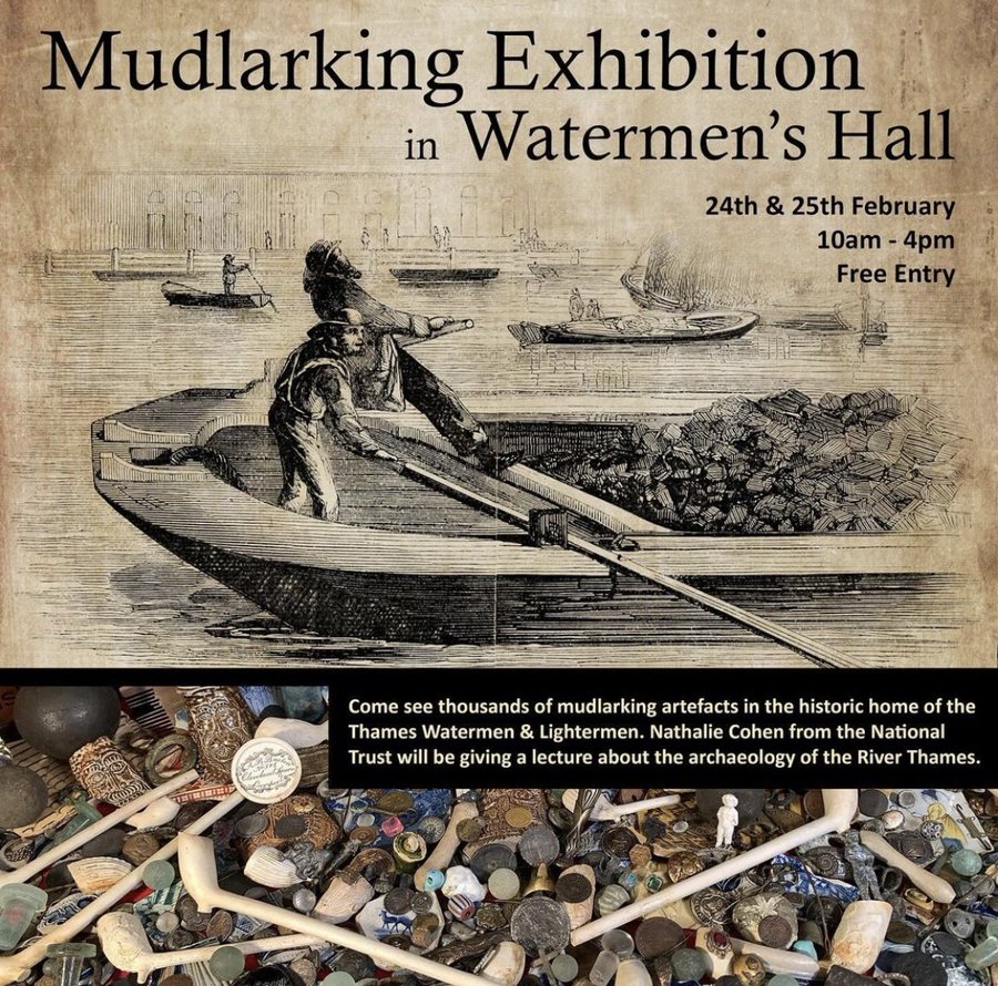 A reminder that this weekend is the magnificent mudlarking exhibition at Watermen's Hall - I'll be exhibiting on the Sunday, showing lots of my top decorated pipe finds. Exhibition info here: handsonhistory.uk