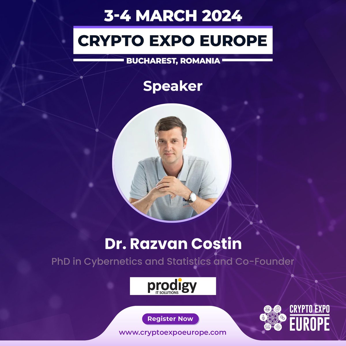 CryptoExpoEu's tweet image. 🌟 Meet our esteemed speaker,  @razvancostin14 [Dr. Răzvan Costin], a visionary entrepreneur and IT&amp;amp;C innovator! 🚀
Armed with a PhD in Cybernetics and Statistics, Dr. Costin is at the forefront of cutting-edge technology, blazing trails in the IT industry.

Join us!