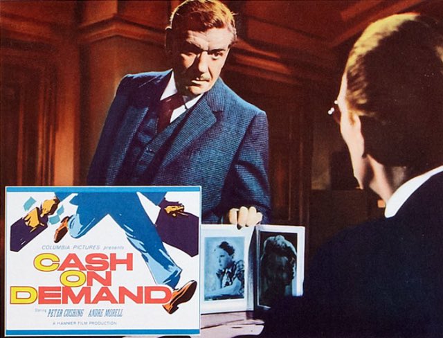 FrankMalfitano's tweet photo. FILM OF THE DAY: Nicely handled 1961#English #HammerStudios #BMovie #neonoir about smooth conman #AndreMorell pretending to be insurance investigator in plot to rob small bank at Christmas. #PeterCushing also gives strong performance as initially unsympathetic bank manager #1960s https://t.co/J6uwu1urHb