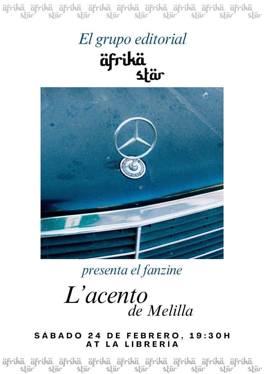 El sábado 24 a las 19:30 horas acogeremos la presentacion de la editorial Áfrika Star y su primer trabajo, L'acento de Melilla, una gran iniciativa cultural que tendremos el placer de disfrutar juntos. #planesculturales #libros #notelopuedesperder #lalibreríarecomienda