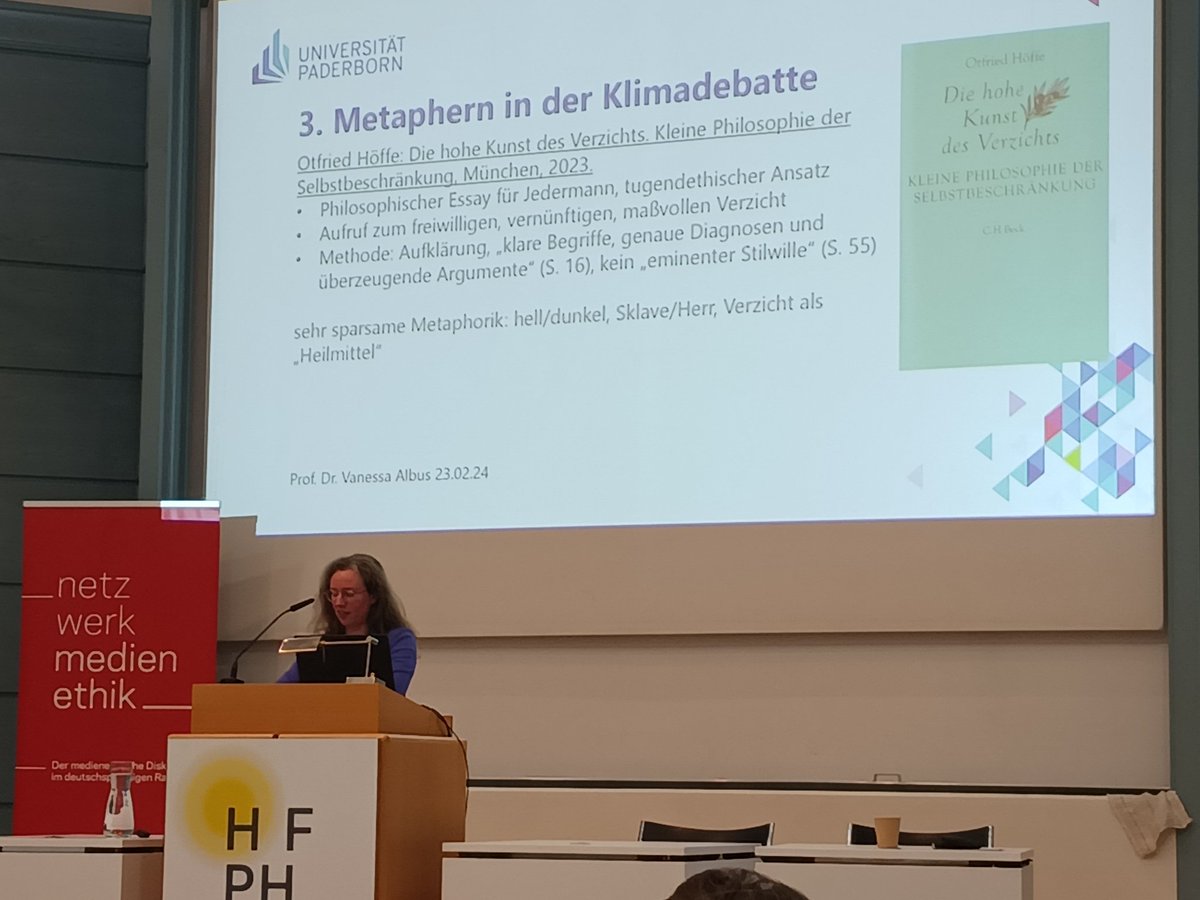 Vanessa Albus eröffnet 2. Tag des #nme24 mit spannender Analyse: Metaphern in der Klimadebatte häufig recht verkopft und für viele Menschen wenig motivierend und ansprechend.