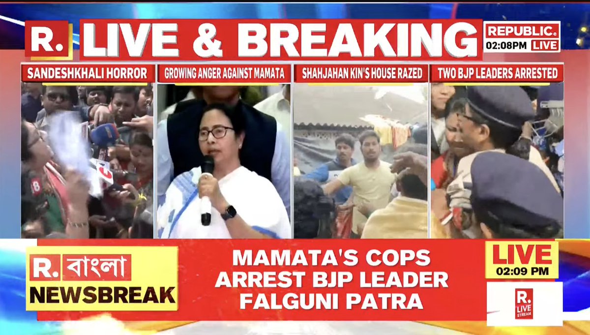 republic's tweet image. #BREAKING | BJP leader Falguni Patra arrested in Dhamakhali

Tune in here for all the latest updates - youtube.com/watch?v=Lu5G_y…

#WestBengal #LocketChatterjee #FalguniPatra #Sandeshkhali #Shahjahan