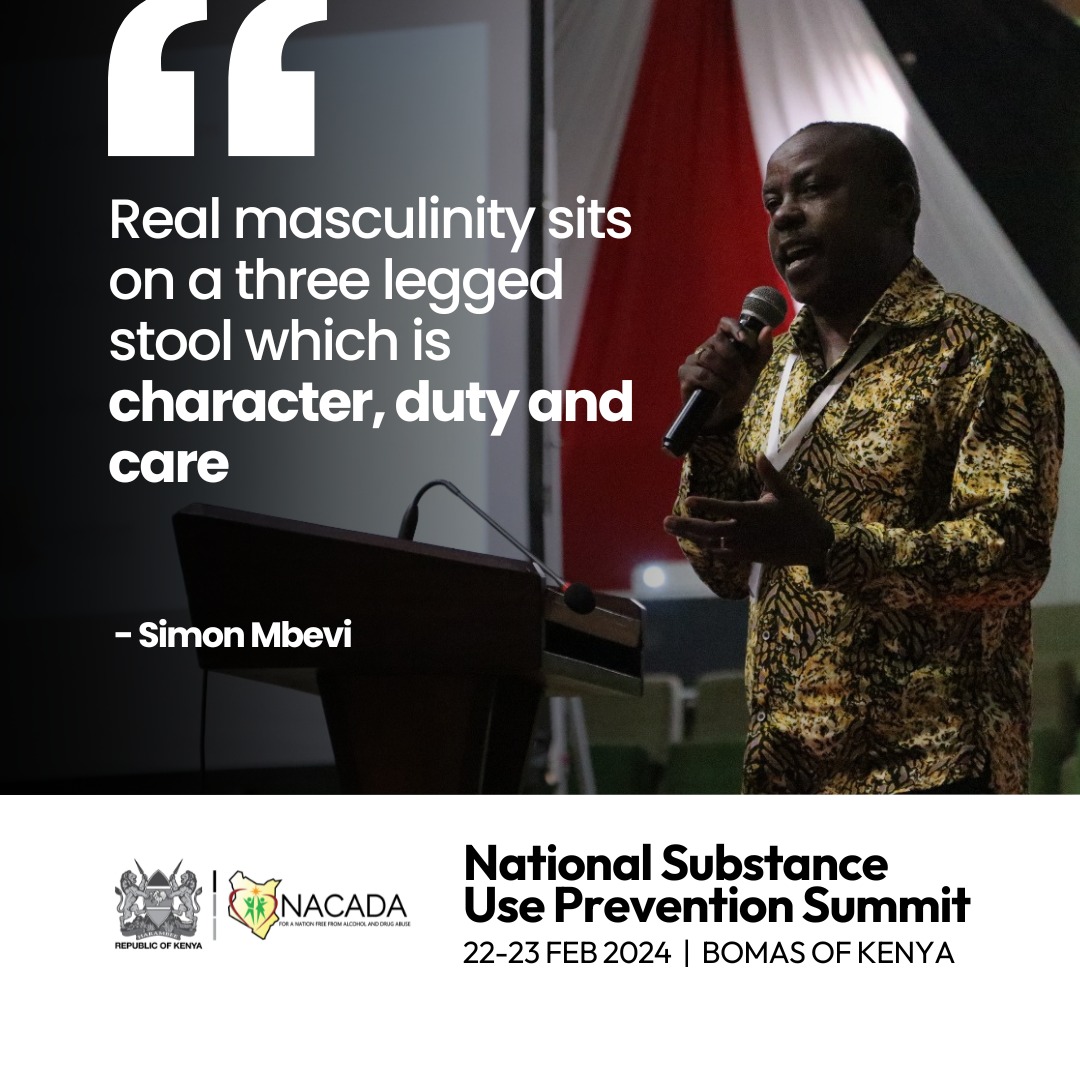 A lot of men get into drug and substance use just to prove they have what it takes to be man enough <a href="/smbevi/">Simon Mbevi</a> <a href="/MOH_Kenya/">Ministry of Health</a> <a href="/Transform_N/">Transform Nations</a> <a href="/UNODC_EA/">UNODC Eastern Africa</a> <a href="/bluecrosskenya/">Blue Cross Kenya</a> <a href="/scadkenya/">SCAD KENYA</a> #KEPreventionWeek #PreventionWorks #safecommunities