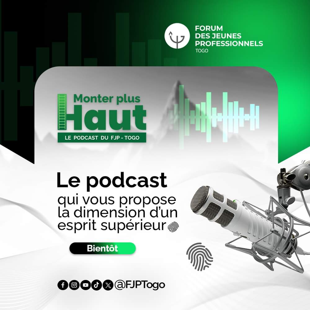 FJPTogo's tweet photo. Nous sommes ravis de vous annoncer la sortie imminente de notre podcast #MonterPlusHaut : une série de conversations inspirantes où la sagesse biblique rencontre l'ambition professionnelle.
#MonterPlusHaut sera votre source hebdomadaire d'inspiration et d'apprentissage. https://t.co/R5omZ02QFt