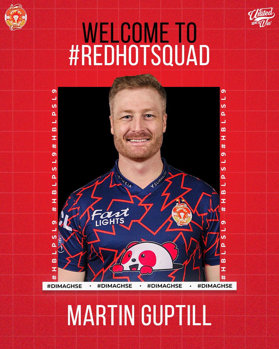 Welcome to the #RedHotSquad, @Martyguptill. The experienced top-order batter from New Zealand is all set to bring his explosive batting to Islamabad United. 🙌 #UnitedWeWin #HBLPSL9 #LaalHaiYeAagHai