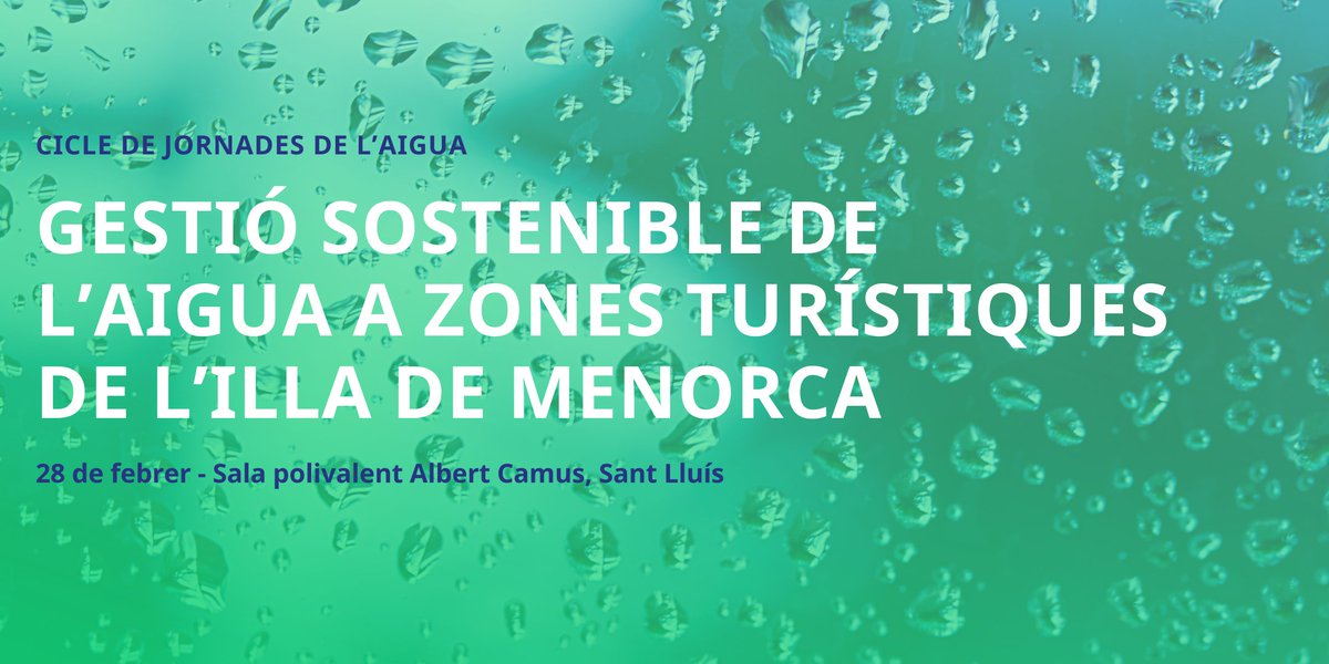 🔹Arribam a la recta final de les jornades de gestió sostenible de l'aigua! Dimecres 28 serem a Sant Lluís per compartir experiències i bones pràctiques de diferents sectors

🔗Pots inscriure't-hi en aquest enllaç: alianzaagua.org/jornada/gestio…