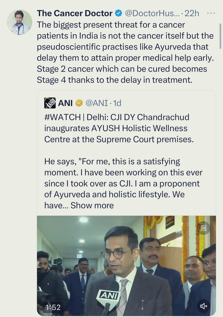 📍CancerDoc & LiverDoc are both B.F.F. 

•Both do a knee jerk opposition on Ayurvedic treatments even when people say they benefitted

•Both have Zero knowledge of Samskritam and Ayurveda 

•Both think Charaka, Sushruta and Vaghbhatt Never Existed 

•Both don't know that