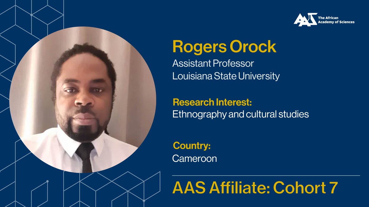 Research Spotlight 💡
Meet #AASAffiliate Dr Rogers Orock, an #anthropologist from #Cameroon. Dr Orock's research examines elites, political leadership, and postcolonial transformations in Central and West African states and societies.
Learn more 👉 shorturl.at/jDX02
<a href="/LSU/">LSU</a>