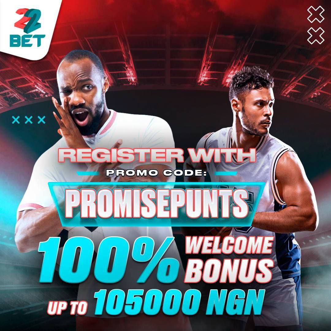Promisepunta's tweet photo. BANK ON THIS SPECIALS 

OVER 3.5 CORNER FIRST ON @22betNaija 

BOOKING CODE: PT2YM

Not yet on 22Bet? 😳
Sign up here and get 100k bonus on your first deposit 

🌍 https://t.co/HbivRhx5Xo

Promo code: PROMISEPUNTS

Fund your account easily with palmpay 💡

Bet Responsibly 🔞

@Davidbanksz @Mrbankstips @LBGamestips @sportingking365