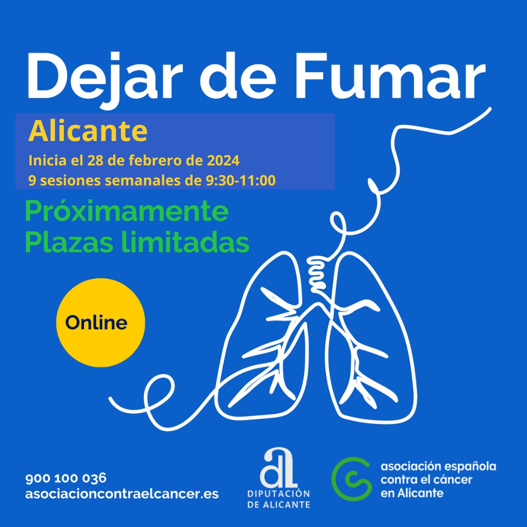 Asociación Contra el Cáncer ALICANTE (@contracanceralc) on Twitter photo 🚭 ¡Decídete a dejar de fumar! La Asociación Española Contra el Cáncer en Alicante y <a href="/dipuAlicante/">Diputación de Alicante</a> te apoyan . Evaluamos tu caso para maximizar beneficios. Plazas limitadas. ¡Llama y empieza tu nueva vida sin tabaco! 📷 de 9:30 a 11:00h (9 sesiones) 📷 Llámanos 900 100 036☎️ 🚭 ¡Decídete a dejar de fumar! La Asociación Española Contra el Cáncer en Alicante y <a href="/dipuAlicante/">Diputación de Alicante</a> te apoyan . Evaluamos tu caso para maximizar beneficios. Plazas limitadas. ¡Llama y empieza tu nueva vida sin tabaco! 📷 de 9:30 a 11:00h (9 sesiones) 📷 Llámanos 900 100 036☎️