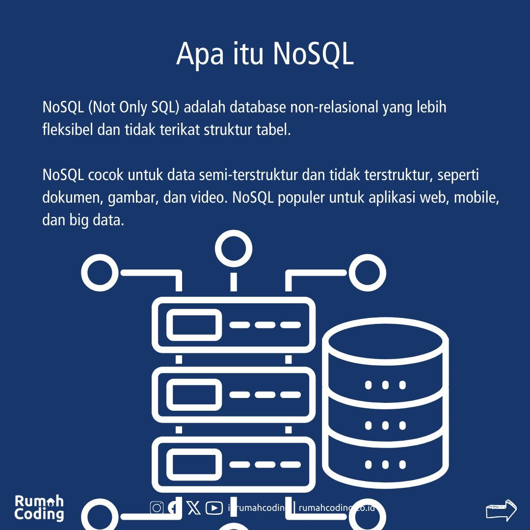 idrumahcoding's tweet image. Bingung milih database yang tepat?

Posting ini bakal bantu kamu bedain SQL dan NoSQL, plus kapan sebaiknya pake masing-masing

Swipe ➡️ untuk ngerti lebih lanjut!

#SQL #NoSQL #database #teknologi #programmer #developer #data #bigdata #tips #belajar #informasi