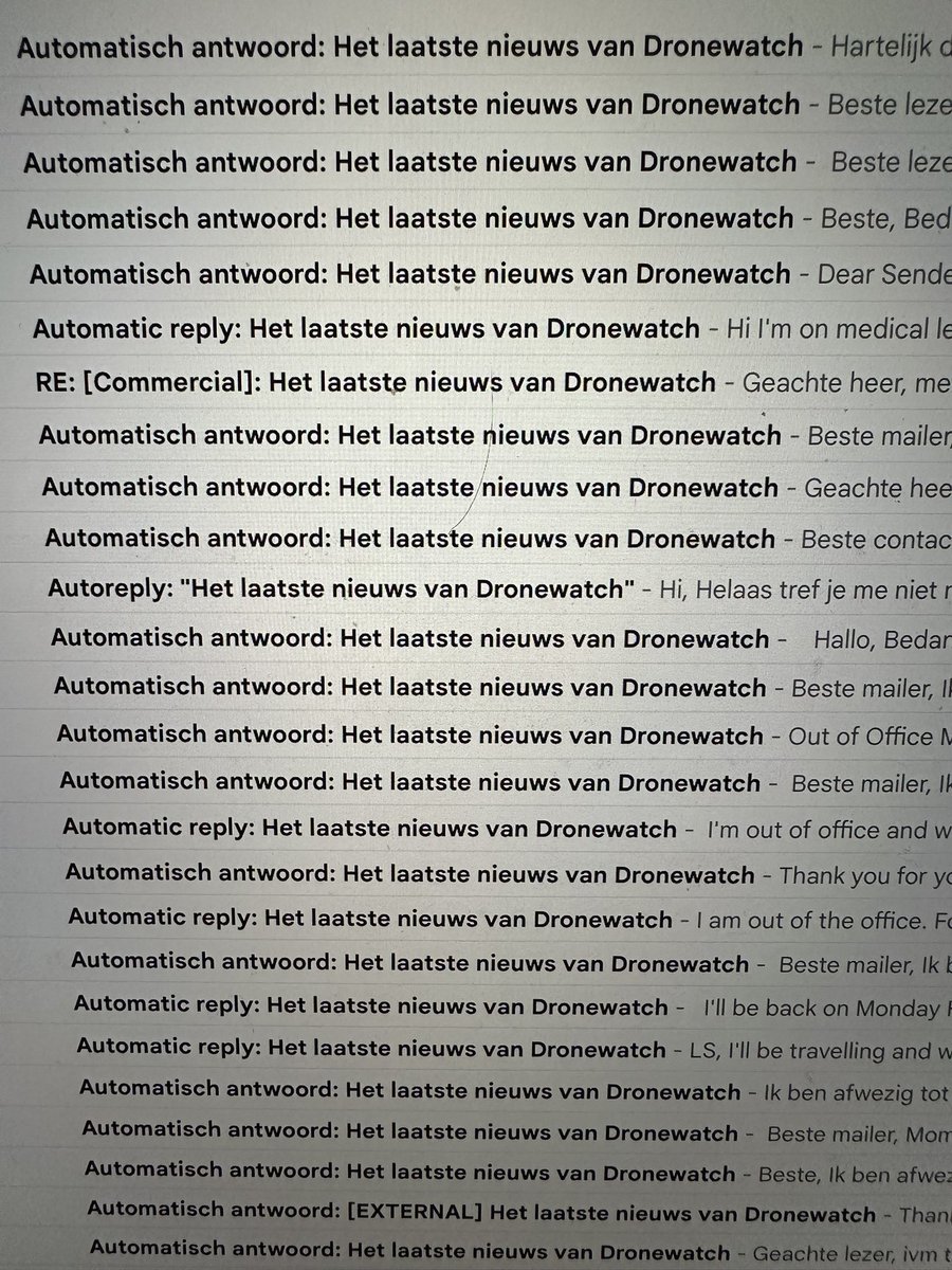 Altijd weer bevredigend, een nieuwsbrief uitsturen tijdens een vakantieperiode #outofoffice #autoreply #dronewatch