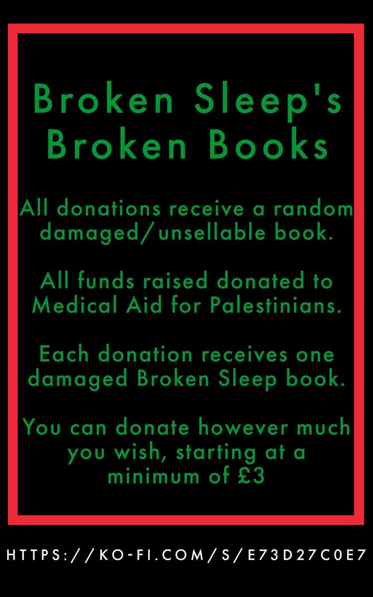 We're running a fundraiser where we sell off damaged/misprinted books to raise money for humanitarian causes, having previously done so for causes in Yemen, Syria, and Lebanon.

This year we're raising money for MAP (Medical Aid for Palestinians).

ko-fi.com/s/e73d27c0e7