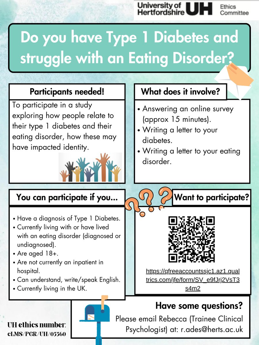We need to hear experiences. We are conducting research with those with T1DE on how T1DE impacts individuals. This is to try and shape future therapies. 
qfreeaccountssjc1.az1.qualtrics.com/jfe/form/SV_e9…

#T1DE #T1D #eatingdisorder #diabulimia