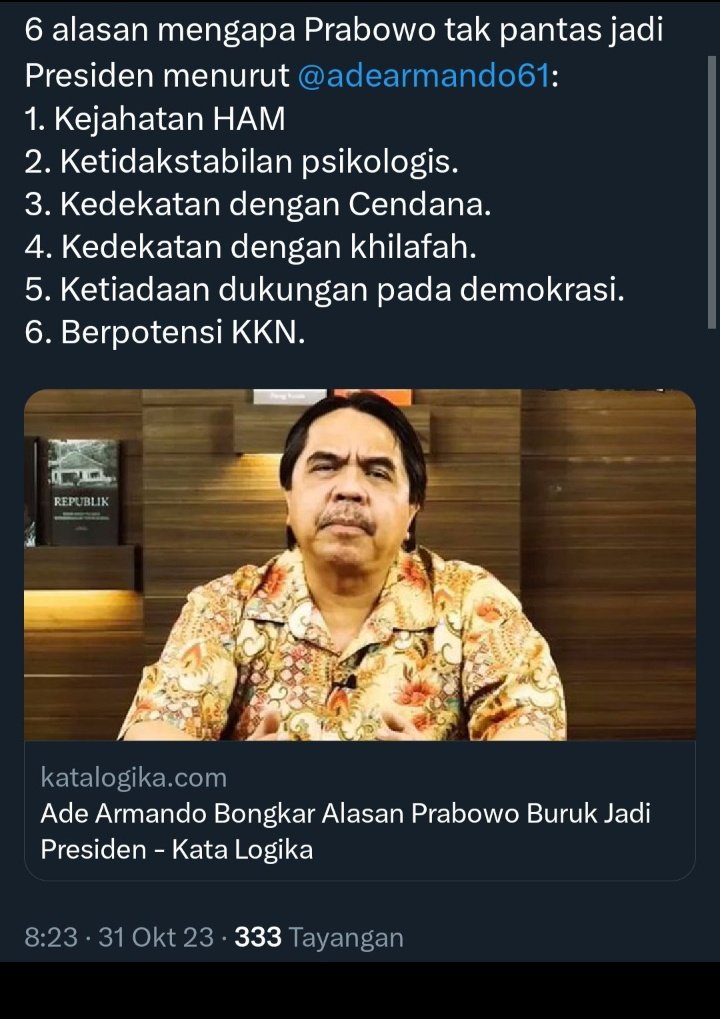 ERIKMASRURIK's tweet photo. @adearmando61 mau tanya juga bang ade armando yang terhormat.
ini fitnah juga apa tidak?
mohon pencerahan sekian dan terima kasih https://t.co/5ylT1F7OmO