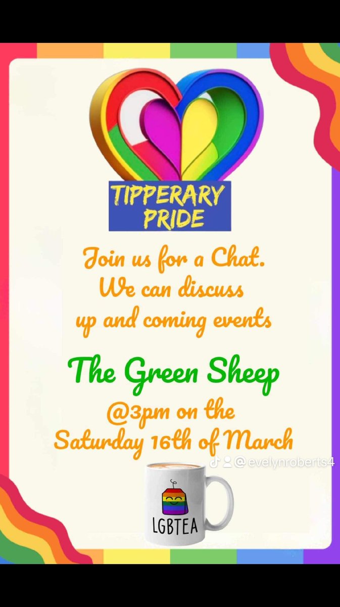 alwaysdasame's tweet photo. Come  join us for a chin wag in thurles. @Tipperary @gcn @DublinPride @Mullingar_ie @irishexaminer @MICThurles @corkpride https://t.co/TQ4j3zqIMw
