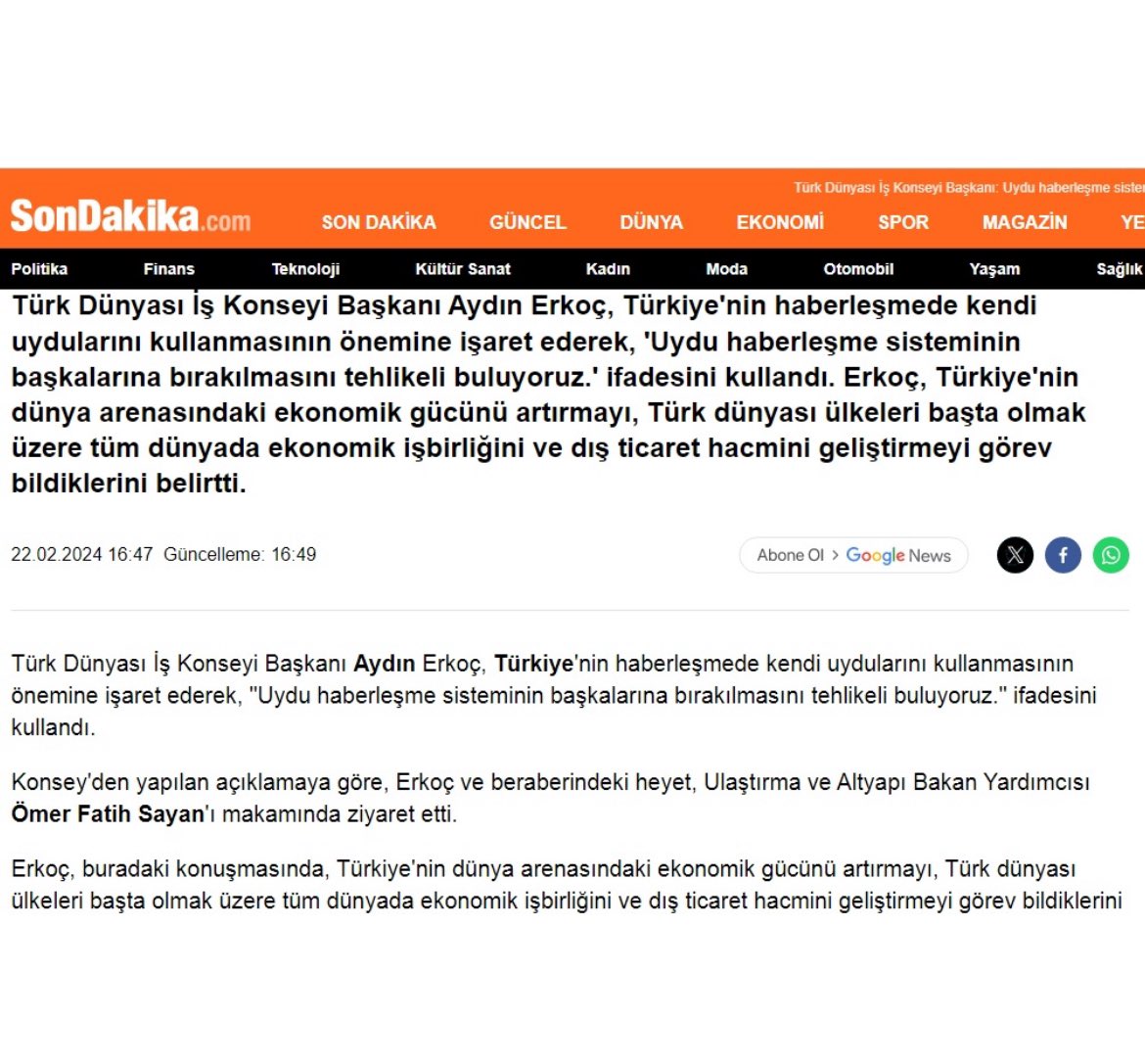 Masfed2010's tweet photo. Türk Dünyası İş Konseyi Başkanı da olan Genel Başkanımız Aydın Erkoç'un, Ulaştırma ve Altyapı Bakan Yardımcısı Sn Ömer Fatih Sayan'ı ziyareti basında geniş bir şekilde yer buldu...
#MASFED #AydınErkoç #BOD #Otonomi #TürkDünyasıİşKonseyi #İşKonseyi https://t.co/lr9VX4EeXY