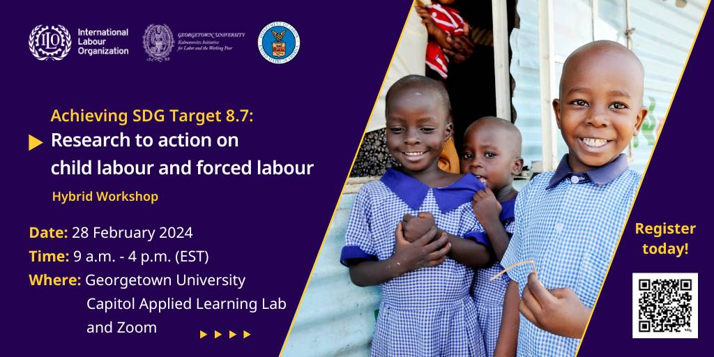 ILO_Childlabour's tweet photo. Knowledge is power! Join us at the @ilo, @GeorgetownKILWP @ILAB_DOL workshop to learn how research projects like #MAP16 and #RTA are closing knowledge gaps and accelerating progress towards to #EndChildLabour and #EndForcedLabour.
Register now! 👉 https://t.co/QZJt38c89c https://t.co/3Yo8Zrl6bI